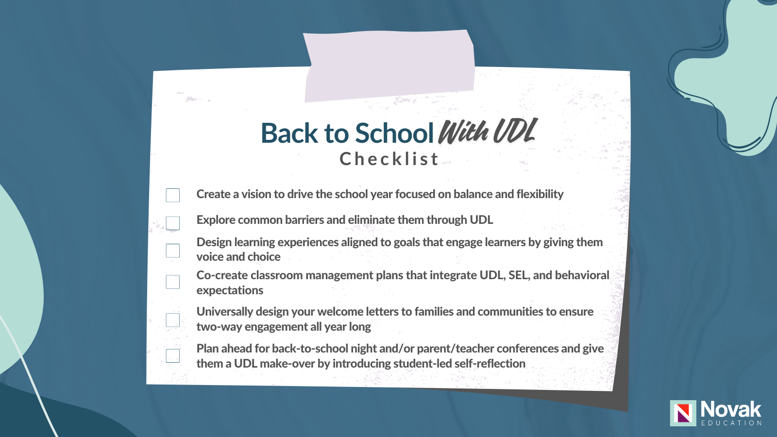 back to school with udl checklist