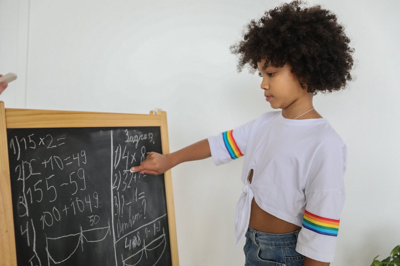 student in math classroom