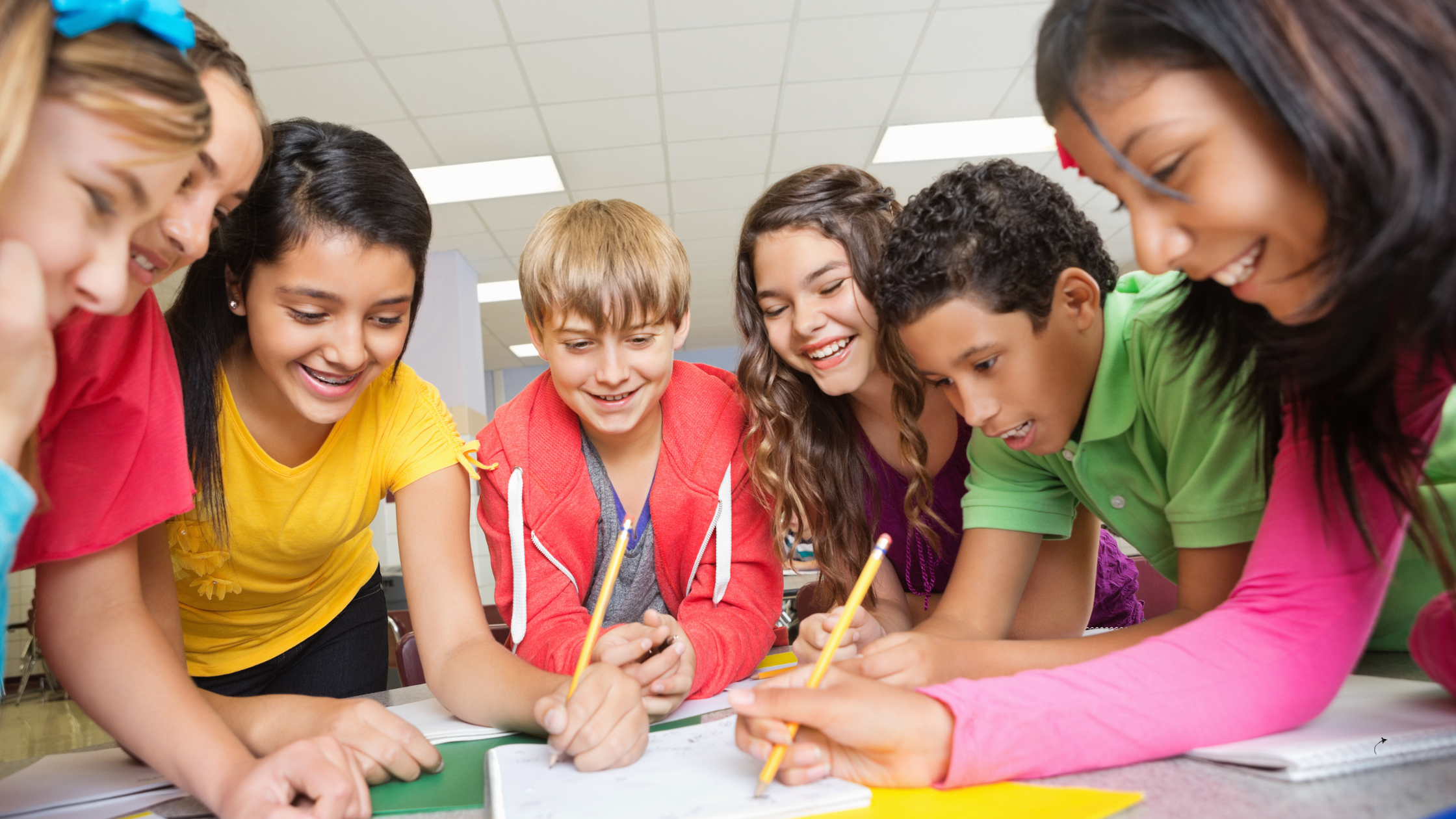 students working together in a student-led universally designed classroom